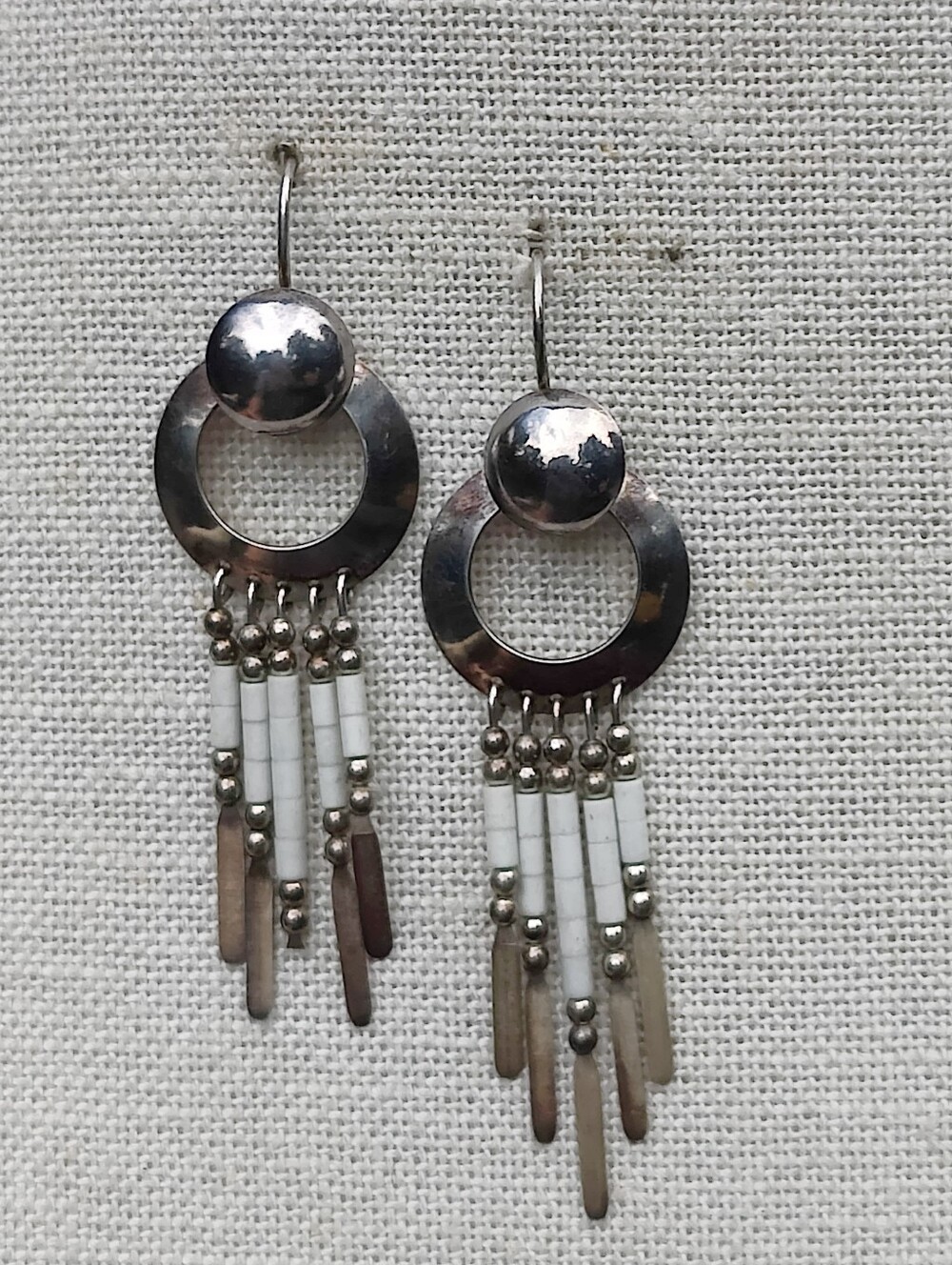Vintage Sterling Silver Native American Earrings - Picture 3 of 5